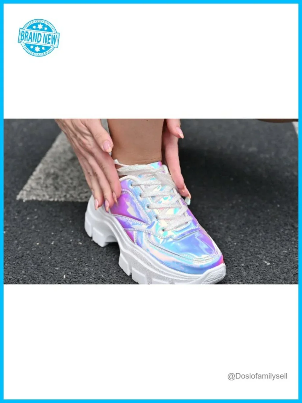 Women Chunky Platform Lace-Up Walking Sneakers Lightweight PU Rubber Sole